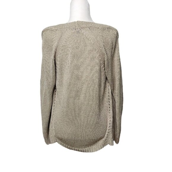 Vivienne Tam Sweater Womens Large Crewneck Beige Crochet Knit Coastal Shimmer - Picture 4 of 12
